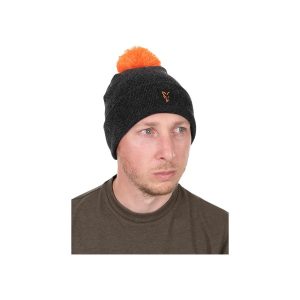 Fox Bobble Hat Black Orange